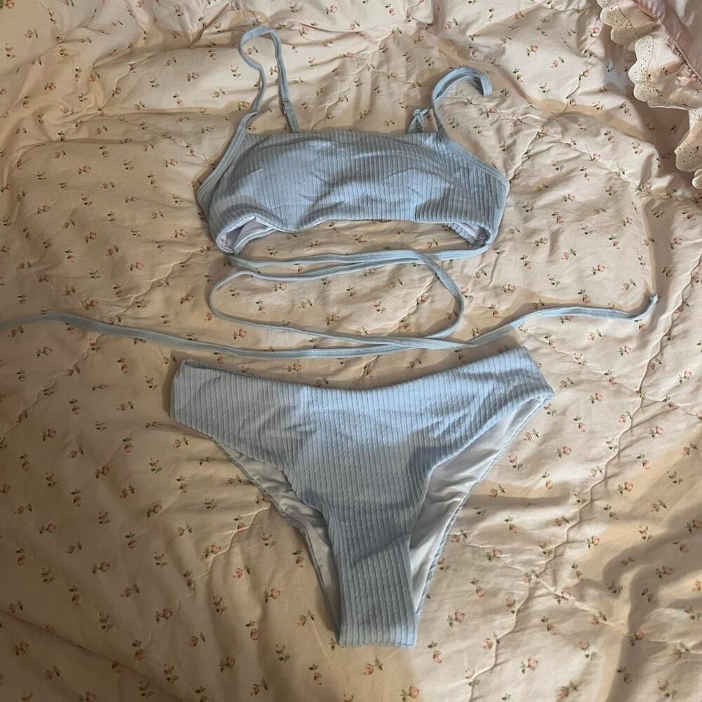Shein baby blue swim suit set
